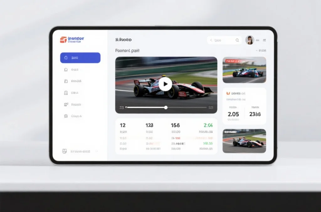 现代直播界面展示赛车实时排名和数据